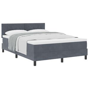 vidaXL Boxspringbett mit Matratze Dunkelgrau 140 x 200 cm Samt