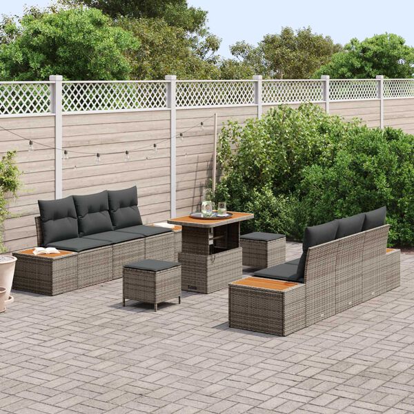 vidaXL Gartensofa-set 9 pcs Grau Poly-Rattan