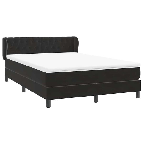 vidaXL Boxspringbett mit Matratze Schwarz 160x210 cm Samt
