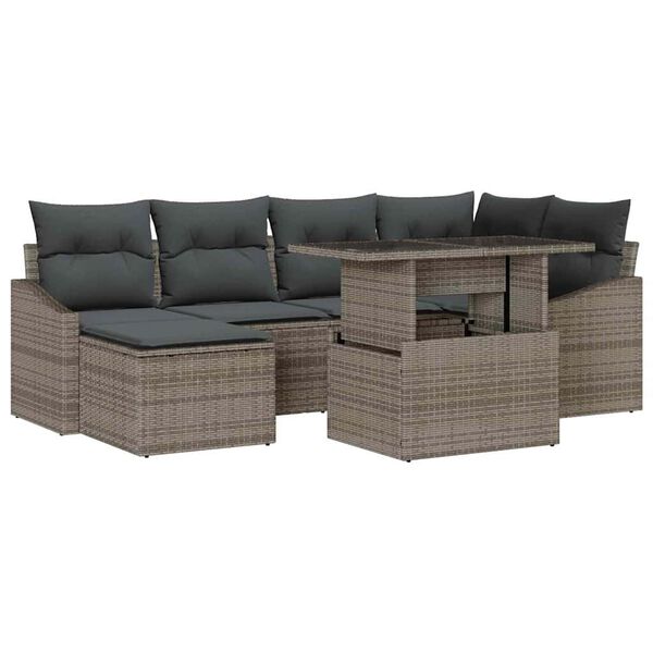 vidaXL Garten-Sofa-Set mit Kissen 7 pcs Grau