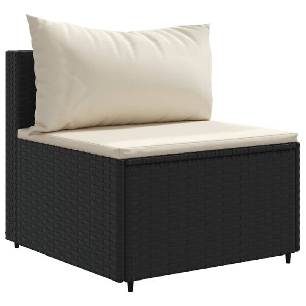 vidaXL 4-tlg. Garten-Sofagarnitur mit Kissen Schwarz Poly Rattan