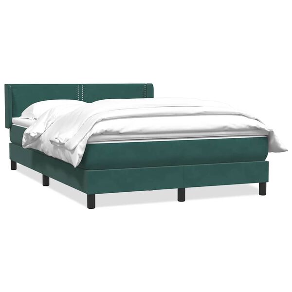 vidaXL Boxspringbett mit Matratze Dunkelgr&uuml;n 140x220 cm Samt