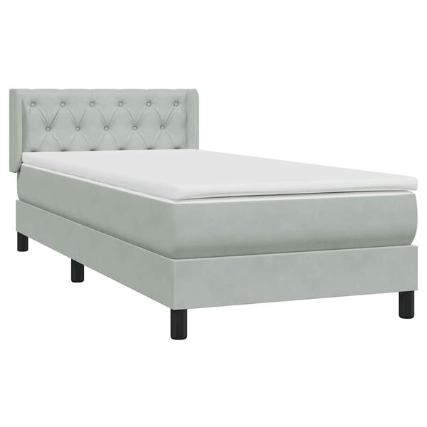 vidaXL Boxspringbett mit Matratze Hellgrau 80x210 cm Samt