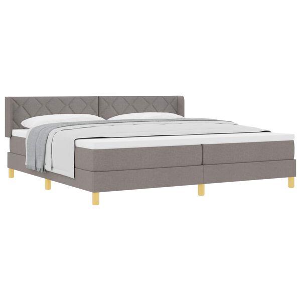 vidaXL Boxspringbett mit Matratze Taupe 200 x 200 cm Stoff