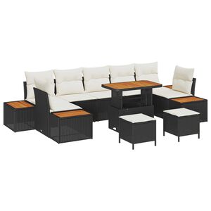 vidaXL Gartensofa-set 10 pcs Schwarz Poly-Rattan