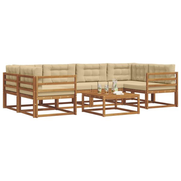 vidaXL Outdoor-Sofagarnitur mit Kissen 7 pcs Natur und Beige