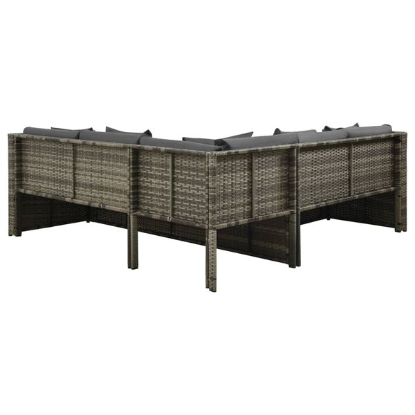 vidaXL 4-tlg. Garten-Lounge-Set mit Auflagen Poly Rattan Grau