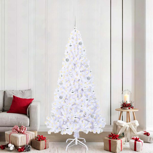 vidaXL K&uuml;nstlicher Weihnachtsbaum Wei&szlig; 210 cm PVC und Stahl