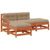 vidaXL Garten-Lounge-Set 4 stk. Wachsbraun Massives Kiefernholz