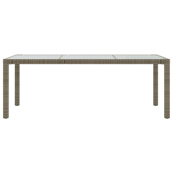 vidaXL Gartentisch Grau 190x90x75 cm Hartglas und Poly Rattan