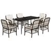 vidaXL 7-tlg. Garten-Essgruppe mit Kissen Braun Poly Rattan