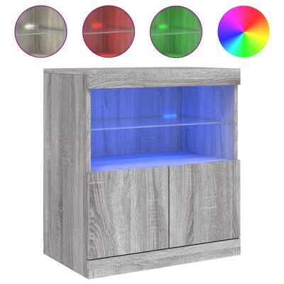 vidaXL Sideboard mit LED-Leuchten Grau Sonoma 60x37x67 cm