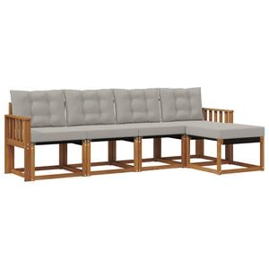 vidaXL Outdoor-Sofagarnitur mit Kissen 5 pcs Nat&uuml;rlich und Hellgrau