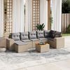 vidaXL 8-tlg. Garten-Sofagarnitur mit Kissen Beige Poly Rattan