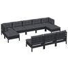 vidaXL 10-tlg. Garten-Lounge-Set mit Kissen Schwarz Kiefernholz
