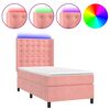 vidaXL Boxspringbett mit Matratze & LED Rosa 80x200 cm Samt