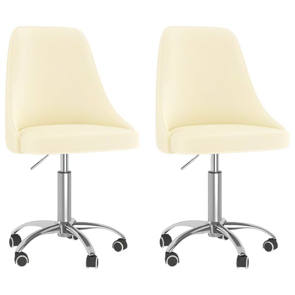 vidaXL Esszimmerst&uuml;hle 2 Stk. Drehbar Creme Stoff