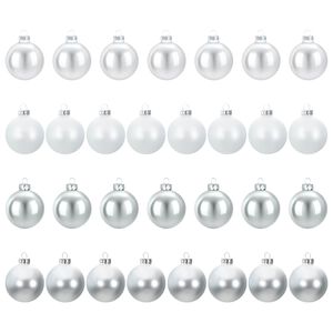 vidaXL Weihnachtskugelset 30 stk. Silber und Wei&szlig; 6 cm Polystyrol