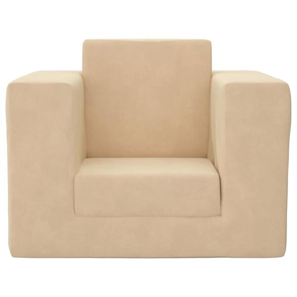 vidaXL Schlafsofa f&uuml;r Kinder Creme Weicher Pl&uuml;sch