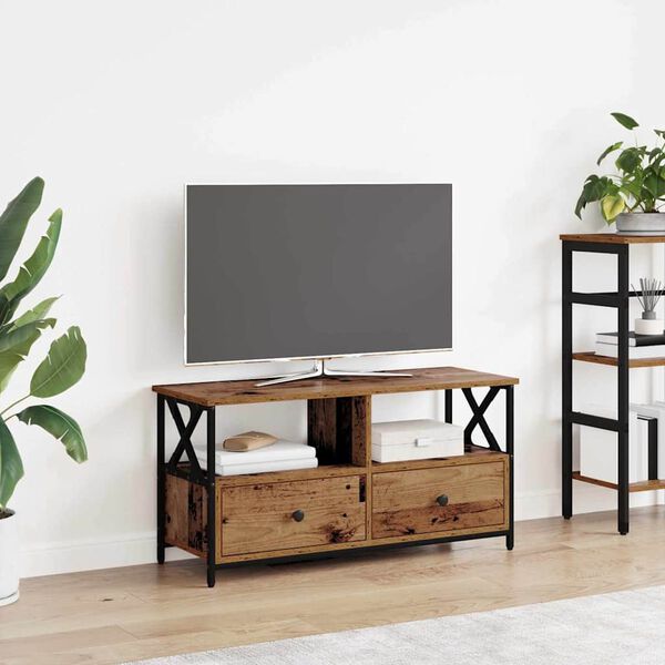 vidaXL TV-Schr&auml;nk Altholz 90 x 33 x 45 cm Ingenieure Holz und Stahl