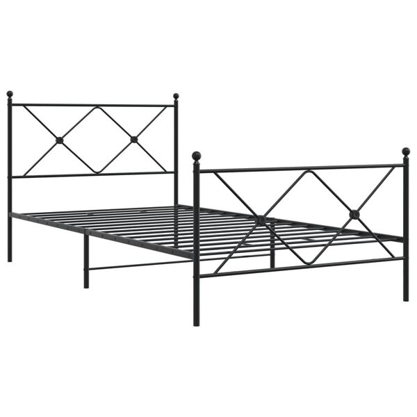 vidaXL Bettgestell mit Kopf- und Fu&szlig;teil Metall Schwarz 107x203 cm