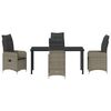 vidaXL Garten Essgruppe mit Kissen 5 pcs Grau Poly Rattan