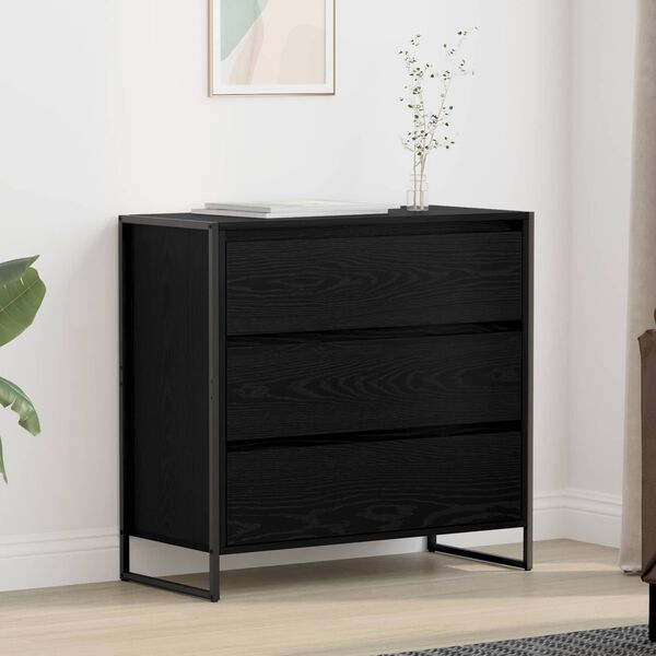 vidaXL Sideboard Schwarz Eichen-Optik 79 x 36 x 75.5 cm Holzwerkstoff