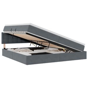 vidaXL Bett mit Stauraum und LED mit LED Dunkelgrau 200 x 200 cm Samt