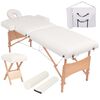 vidaXL Massageliege 2-Zonen mit Hocker Klappbar 10 cm Sitz Wei&szlig;