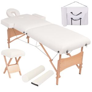 vidaXL Massageliege 2-Zonen mit Hocker Klappbar 10 cm Sitz Wei&szlig;