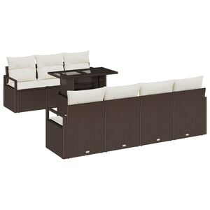 vidaXL Gartensofa-set mit Kissen mit Speicher 8 pcs Braun Poly Rattan