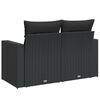 vidaXL Gartensofa mit Kissen 2-Sitzer Schwarz Poly Rattan