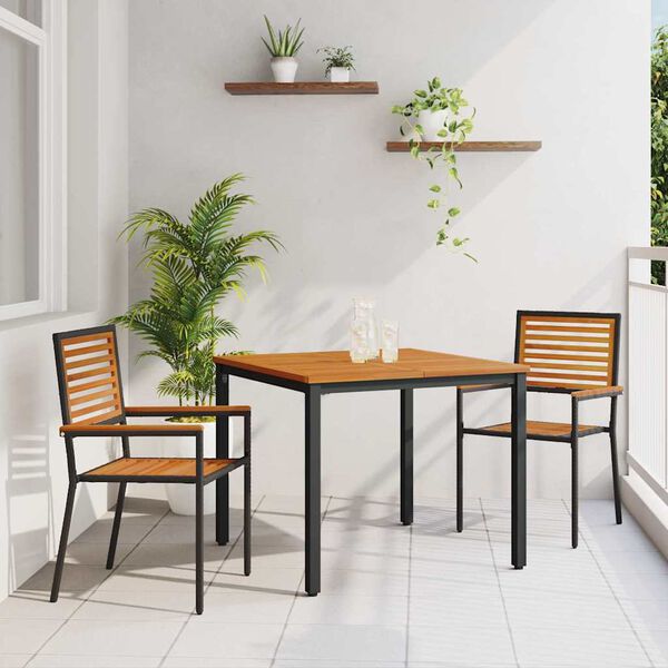 vidaXL Garten Essgruppe 3 pcs Schwarz und Braun Poly-Rattan