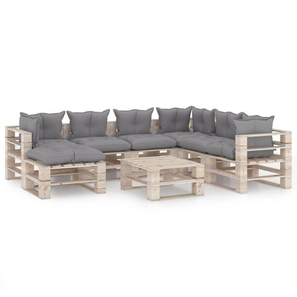 vidaXL 8-tlg. Garten-Lounge-Set aus Paletten mit Kissen Kiefernholz