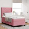 vidaXL LED Boxspringbett mit Matratze Rosa 90 x 190 cm Samt