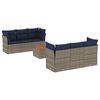 vidaXL 7-tlg. Garten-Sofagarnitur mit Kissen Grau Poly Rattan