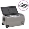 vidaXL K&uuml;hlbox mit Rollen und Adapter Schwarz & Grau 50 L PP & PE
