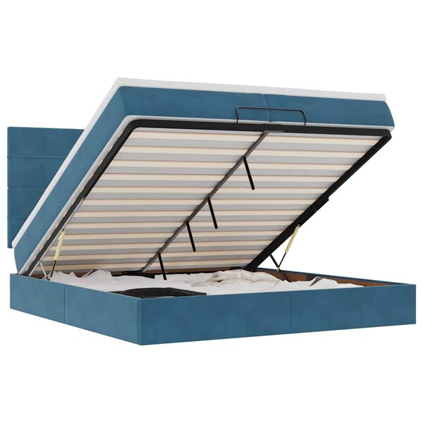 vidaXL Ottoman-Bett mit Matratzen Dunkelblau 200x200 cm Samt