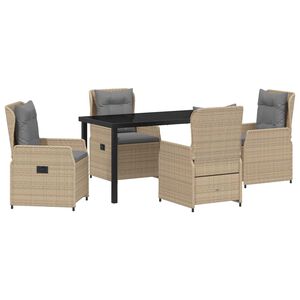 vidaXL Garten Essgruppe 5 pcs Beige und Hellgrau Poly-Rattan