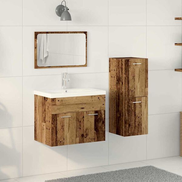 vidaXL Badezimmerm&ouml;bel-Set Wandmontiert 4 pcs Braun Holzwerkstoff