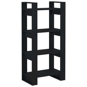 vidaXL B&uuml;cherregal/Raumteiler Schwarz 60x35x125 cm Massivholz