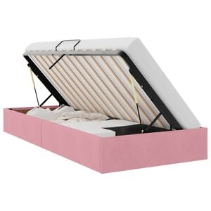 vidaXL Ottoman Bettgestell mit Speicher Rosa 90 x 190 cm Samt