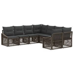vidaXL Gartensofa-set 8 stk. 8-Sitzanzahl Grau Poly-Rattan
