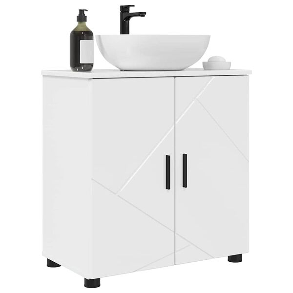 vidaXL Badezimmerschrank mit Speicher Hochglanz Wei&szlig; 61 x 35 x 64 cm