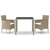 vidaXL 3-tlg. Garten-Essgruppe Poly Rattan und Hartglas Beige