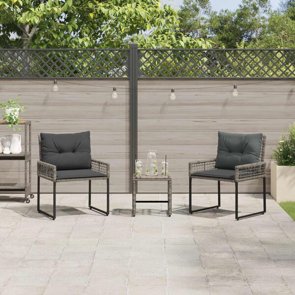 vidaXL Gartenm&ouml;bel-Set mit Kissen 3 pcs Grau
