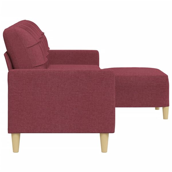 vidaXL 3-Sitzer-Sofa mit Hocker Weinrot 210 cm Stoff