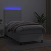 vidaXL Boxspringbett mit Matratze & LED Wei&szlig; 90x200 cm Kunstleder