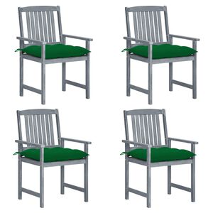 vidaXL Gartenst&uuml;hle mit Kissen 4 Stk. Grau Massivholz Akazie