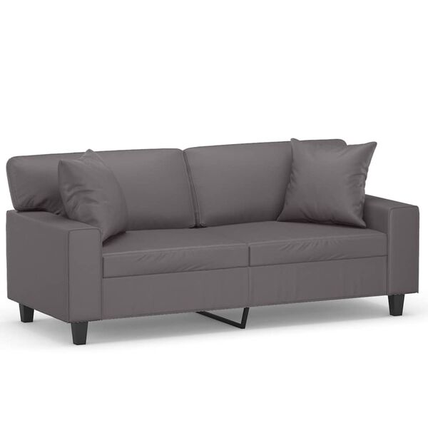 vidaXL 2-Sitzer-Sofa mit Zierkissen Grau 140 cm Kunstleder